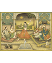 Mughal Dancing Art Painting Of King And Queen Enjoying Lady Dance And Music