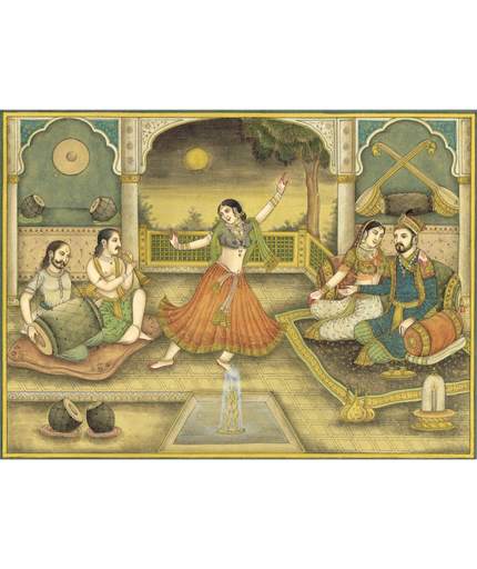 Mughal Dancing Art Painting Of King And Queen Enjoying Lady Dance And Music
