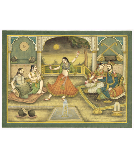 Mughal Dancing Art Painting Of King And Queen Enjoying Lady Dance And Music