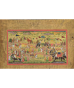 Indian Vintage Miniature Painting Of Mughal King Procession Art On Paper