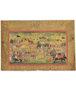 Indian Vintage Miniature Painting Of Mughal King Procession Art On Paper