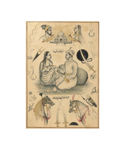 Painting Of Emperor And Empress With Weapons Mughal Ancient Art
