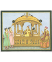 Painting Of Mughal Emperor Shah Jahan seated on the famous Peacock Throne