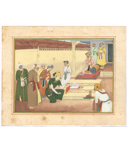 Miniature painting Of Mughal Shah Jahan review architectural plans Of Taj Mahal