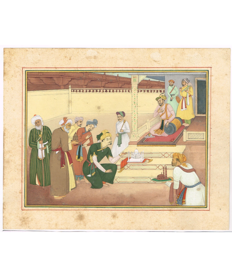 Miniature painting Of Mughal Shah Jahan review architectural plans Of Taj Mahal
