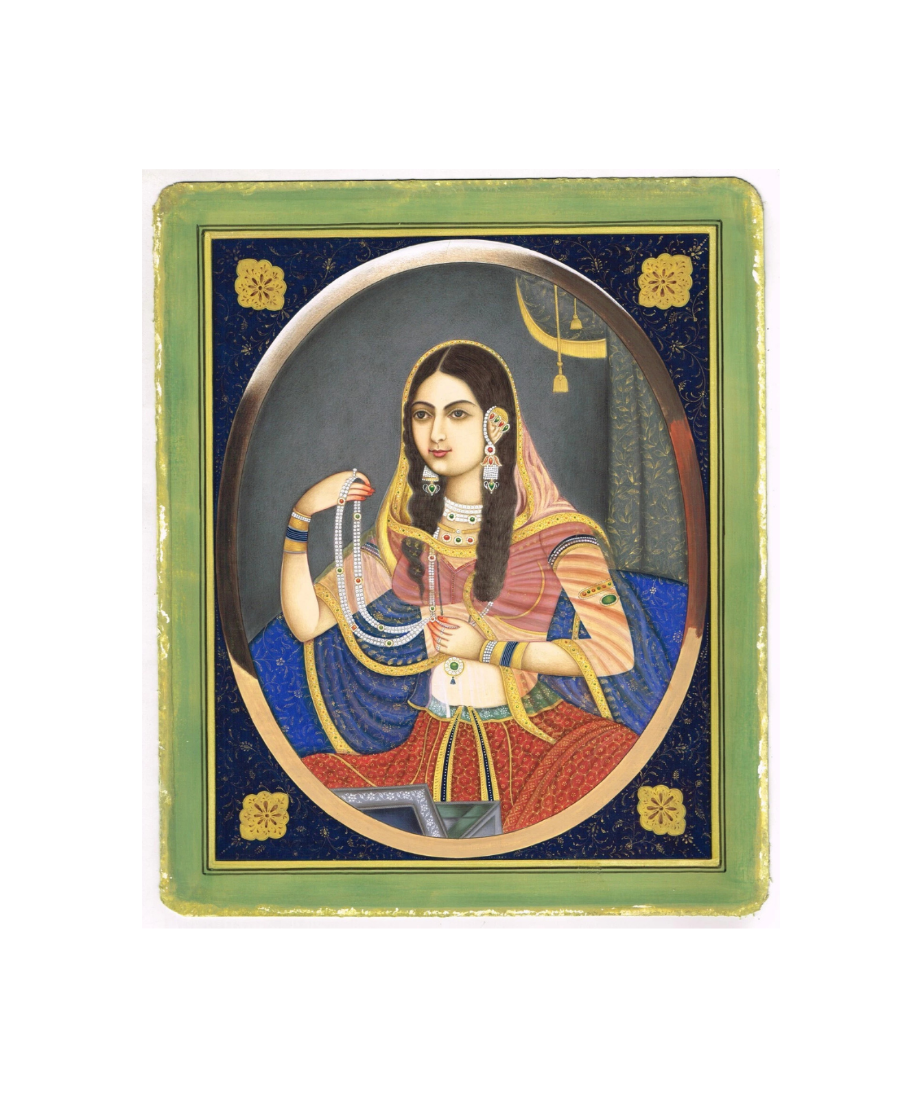 Jodha Bai Portrait Handmade Mughal Miniature Vintage Art On Paper