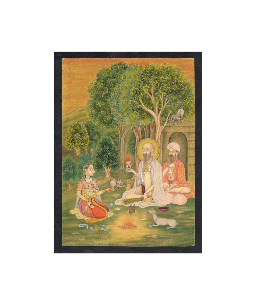 Mughal Empress Miniature Painting: Indian Vintage Art