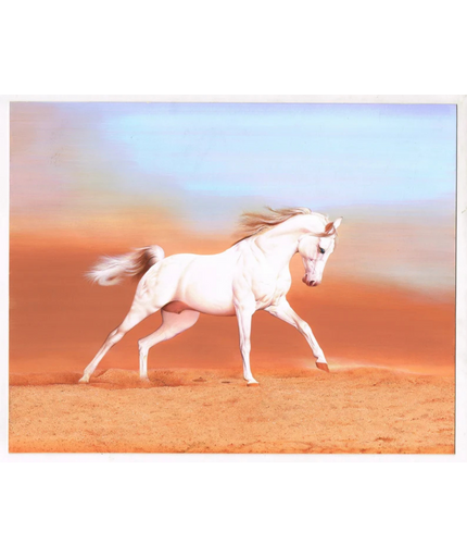 White Horse Miniature Painting: Real Gold Ink, Stone Colors