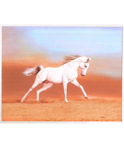 White Horse Miniature Painting: Real Gold Ink, Stone Colors