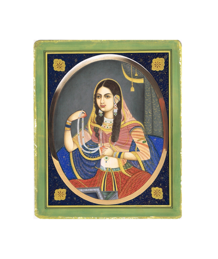 Jodha Bai Portrait Handmade Mughal Miniature Vintage Art On Paper