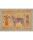 Indian Miniature Painting Of Angel With Demon Man Leading A Composite Goat Vintage Art On Paper | Indian Ancient Art Paintings For Wall Gift