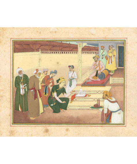 Miniature painting Of Mughal Shah Jahan review architectural plans Of Taj Mahal