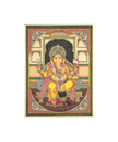 Handmade Lord Ganesha Painting: Hindu Art with Emerald & Ruby