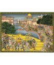 Indian Miniature Painting Of Royal Procession Art And Lake Palace