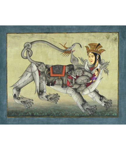 Composite Tiger Of Humans & Animals Having Face Of Queen Painting