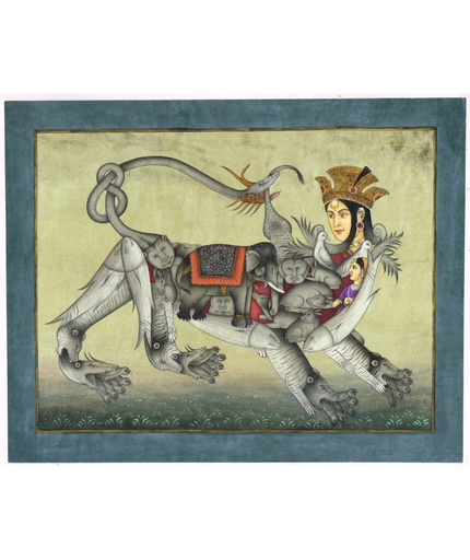 Composite Tiger Of Humans & Animals Having Face Of Queen Painting
