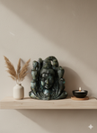 Labradorite Shiva & Ganesha Statue Face Of Both Side Hand Carved Idol 10 Inches