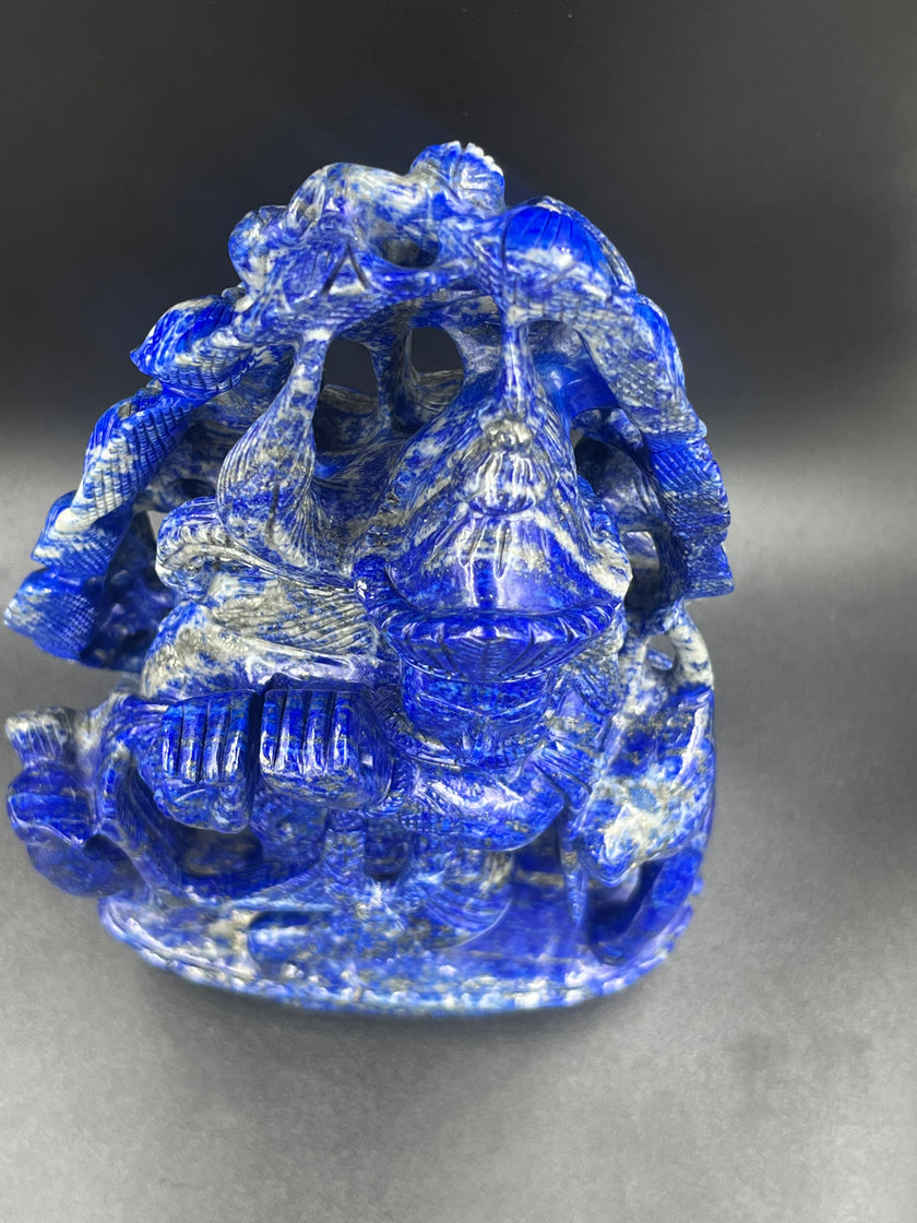 Precious stone Lapis Lazuli Krishna Statue Hand Carved Religious Idol Gift