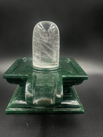 Precious stone Green Jade Shivling Hand Carved Religious Idol 6