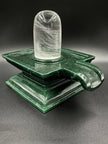 Precious stone Green Jade Shivling Hand Carved Religious Idol 6