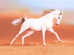 White Horse Miniature Painting: Real Gold Ink, Stone Colors