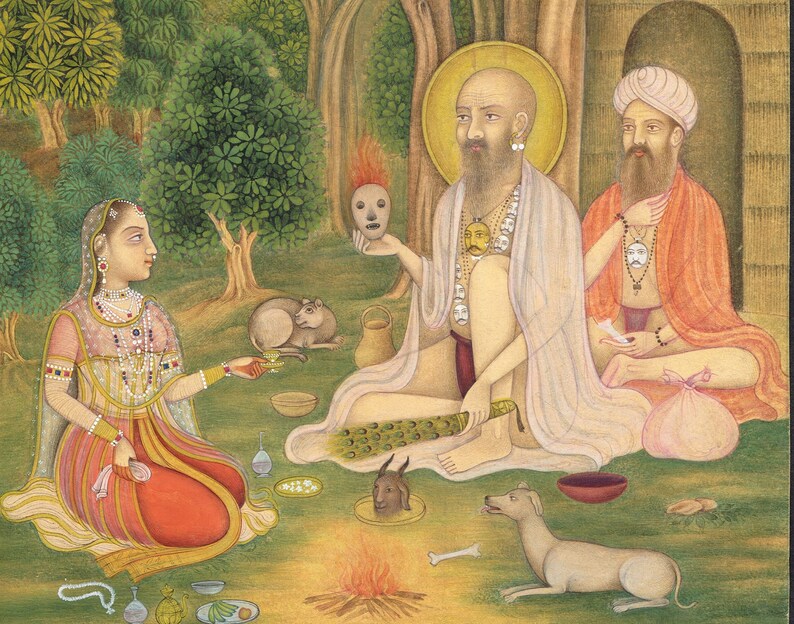 Mughal Empress Miniature Painting: Indian Vintage Art