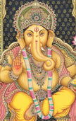 Handmade Lord Ganesha Painting: Hindu Art with Emerald & Ruby