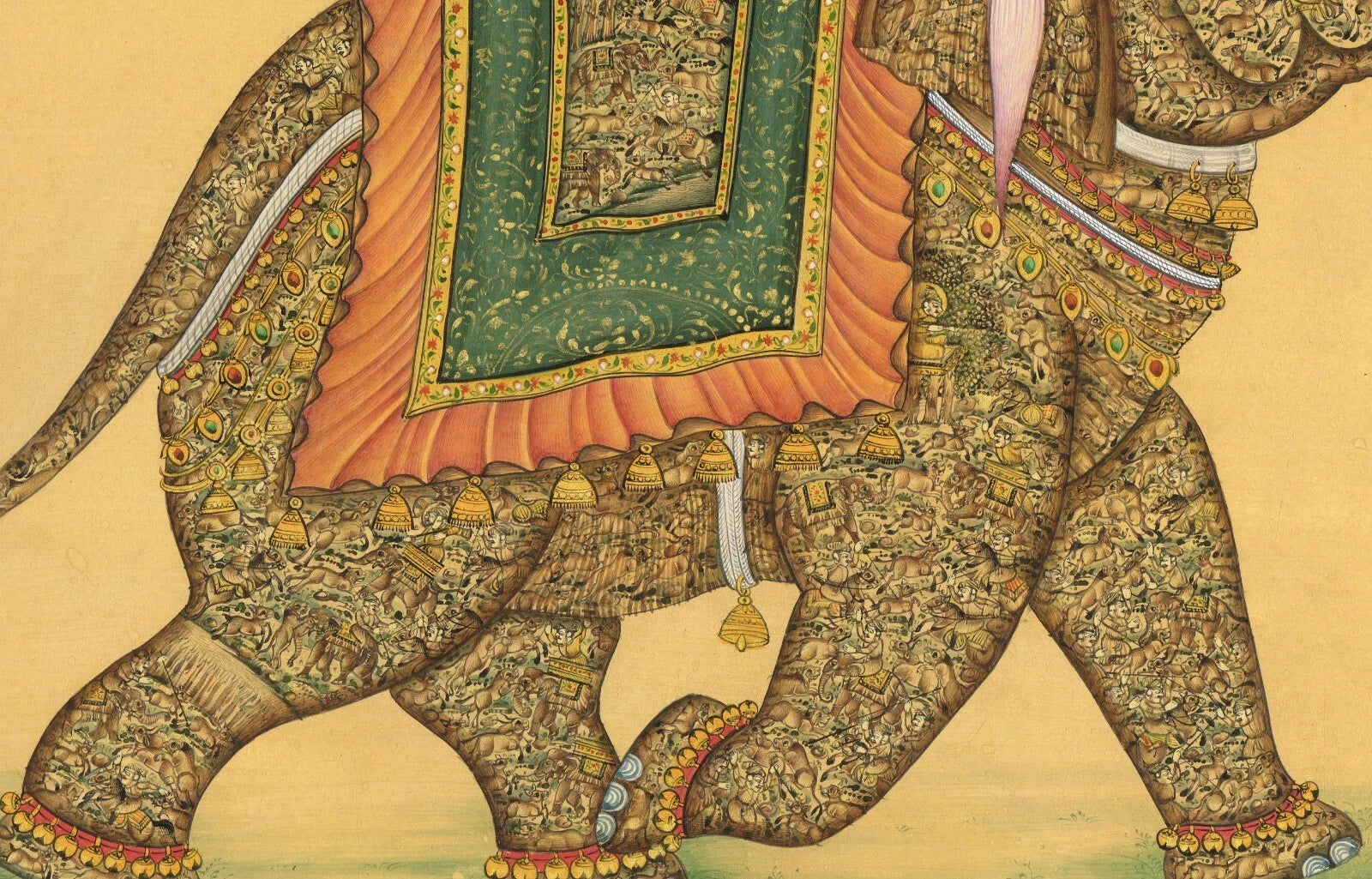 Indian Miniature Painting Of Elephant Fine Hunting Art In Elephant