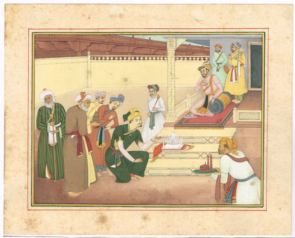 miniature painting Of Mughal Shah Jahan review architectural plans Of Taj Mahal
