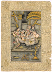Hand Miniature Old Painting Of Mughal Harem Scene Art On Paper