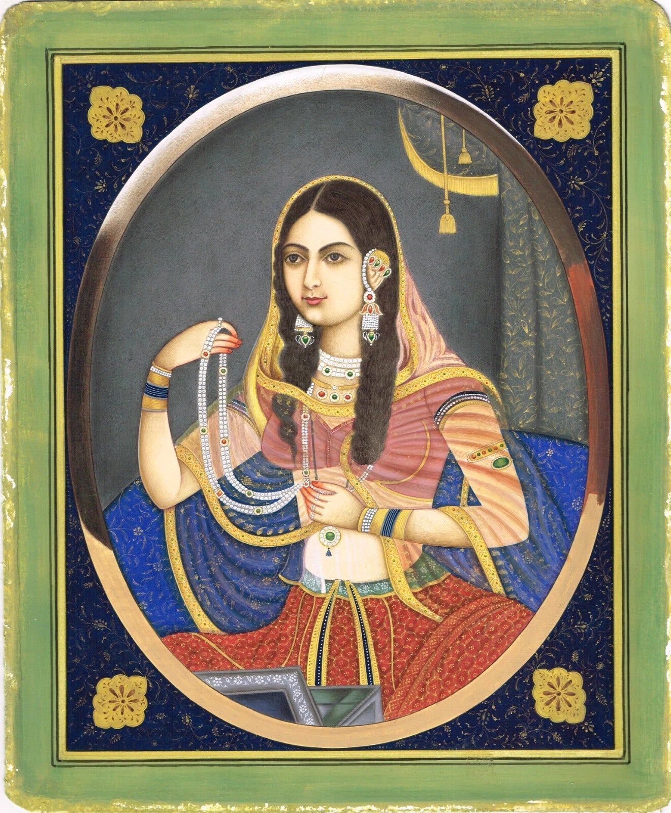 Jodha Bai Portrait Handmade Mughal Miniature Vintage Art On Paper