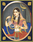 Jodha Bai Portrait Handmade Mughal Miniature Vintage Art On Paper