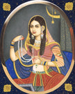 Jodha Bai Portrait Handmade Mughal Miniature Vintage Art On Paper