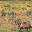 Indian Vintage Miniature Painting Of Mughal King Procession Art On Paper