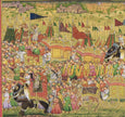 Indian Vintage Miniature Painting Of Mughal King Procession Art On Paper