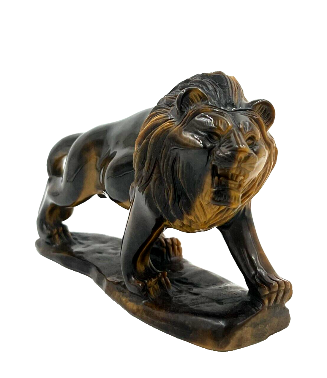 Tiger Eye Semi Precious stone Lion Statue Hand Carved Decor