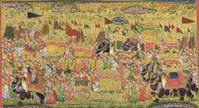 Indian Vintage Miniature Painting Of Mughal King Procession Art On Paper