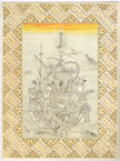 Indian Noah's Ark Of Mughal Era Hand Miniature Fine Art With Border