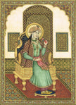 Miniature Portrait Of Mughal Empress Mumtaz Mahal Gouache &Real Gold Artwork