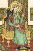Miniature Portrait Of Mughal Empress Mumtaz Mahal Gouache &Real Gold Artwork