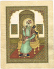 Miniature Portrait Of Mughal Emperor Shahjahan Gouache &Real Gold Artwork