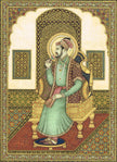 Miniature Portrait Of Mughal Emperor Shahjahan Gouache &Real Gold Artwork