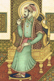 Miniature Portrait Of Mughal Emperor Shahjahan Gouache &Real Gold Artwork