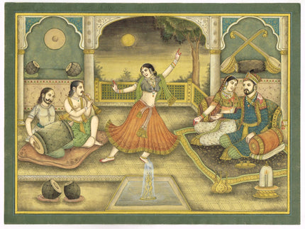 Mughal Dancing Art Painting Of King And Queen Enjoying Lady Dance And Music