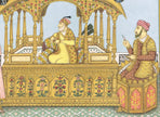 Painting Of Mughal Emperor Shah Jahan seated on the famous Peacock Throne