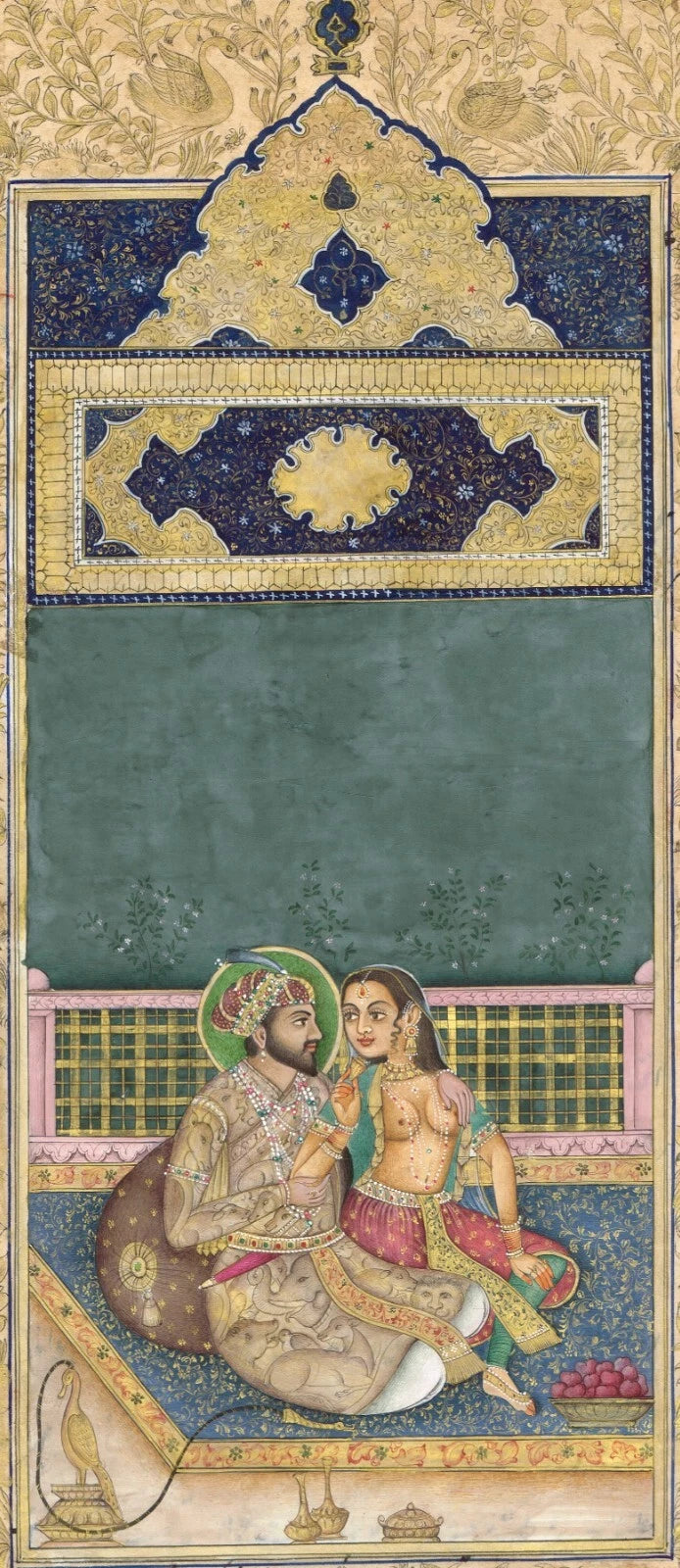 Hand Miniature Painting Of Love Scene King Shahjahan & Mumtaz Mahal