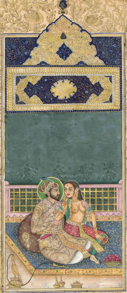 Hand Miniature Painting Of Love Scene King Shahjahan & Mumtaz Mahal