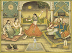 Mughal Dancing Art Painting Of King And Queen Enjoying Lady Dance And Music