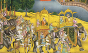 Indian Miniature Painting Of Royal Procession Art And Lake Palace