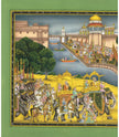 Indian Miniature Painting Of Royal Procession Art And Lake Palace